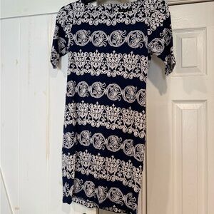 Tiana B. Navy and White Swirl Mini Dress
